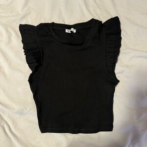 Zara Black Ruffle Sleeveless Crop Top